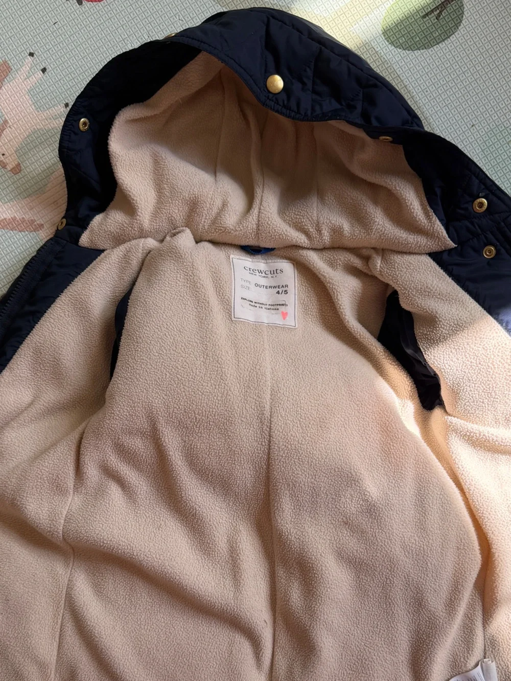 Crewcuts Girl Navy Parka with Cream Sherpa Lining